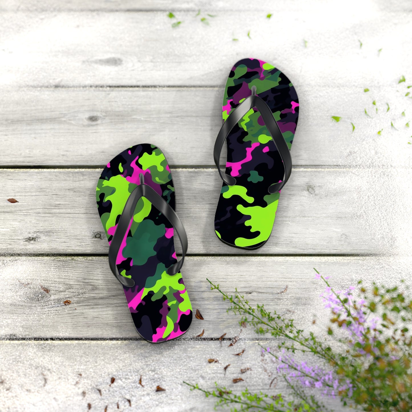 Neon Camo Flip Flops