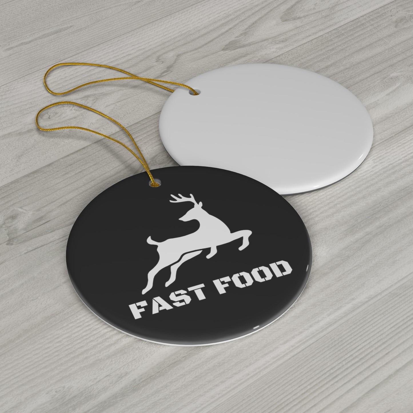 Fast Food Deer Hunting Ceramic Christmas Ornament