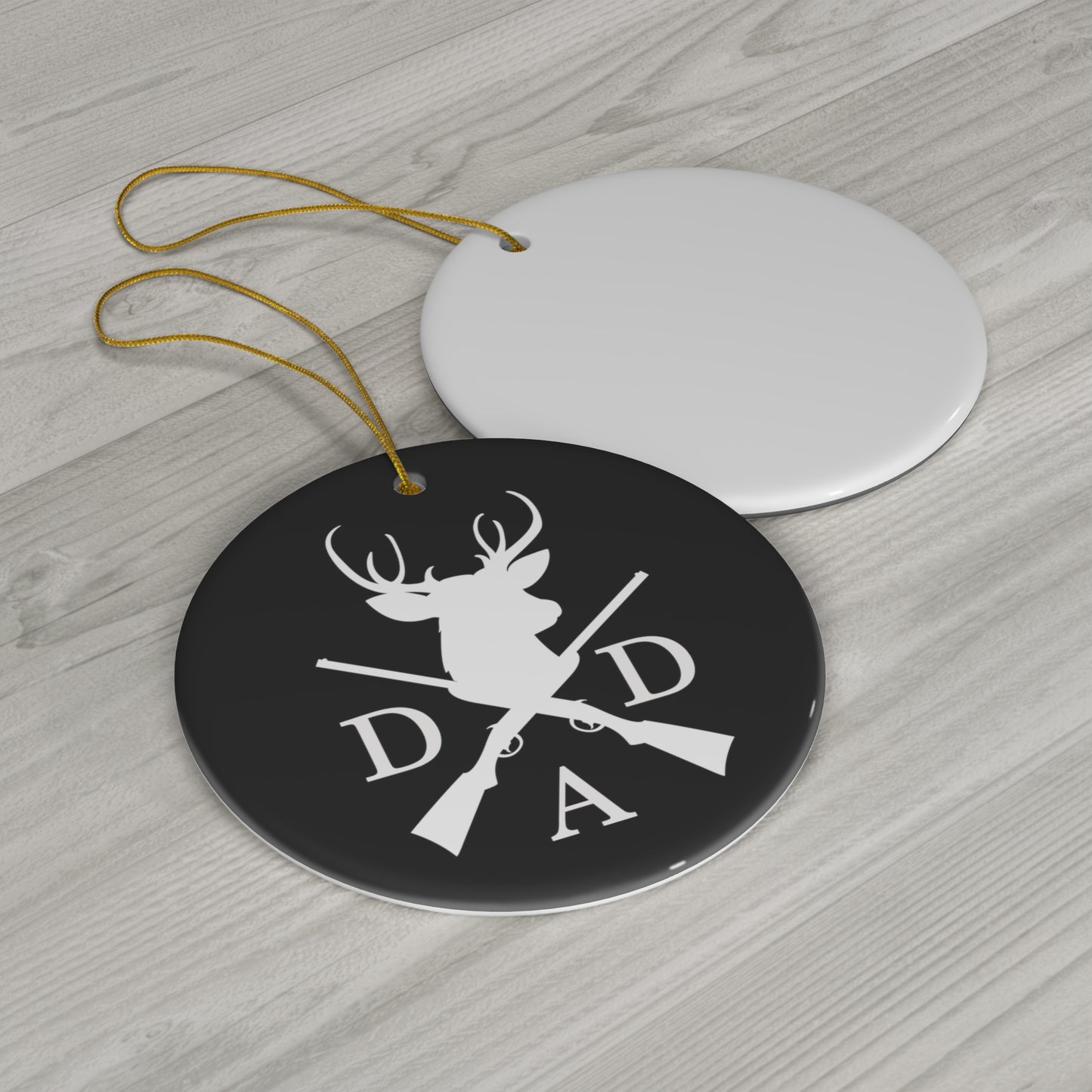 Dad Deer Hunter Ceramic Christmas Ornament