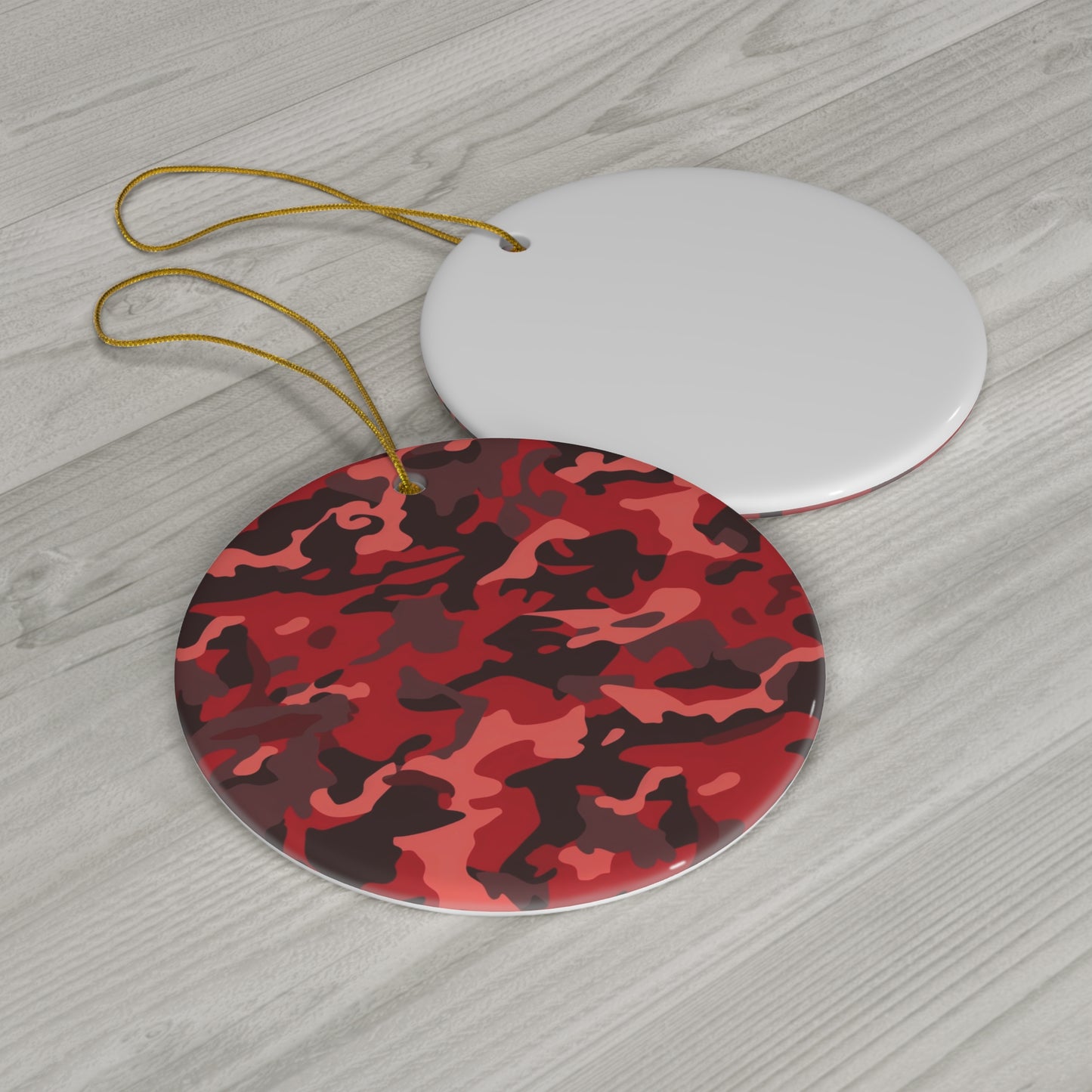 Red Camo Ceramic Christmas Ornament