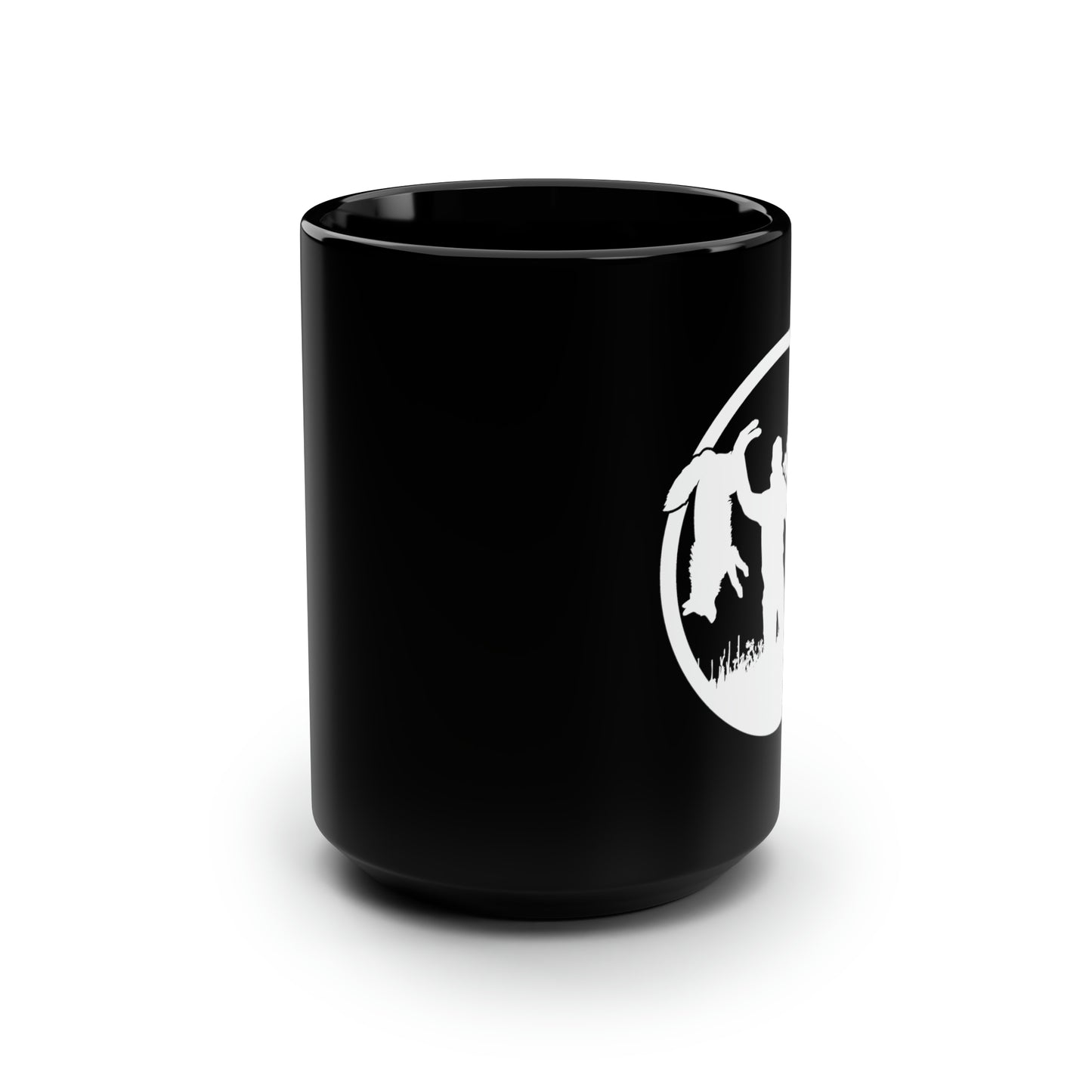 Coyote Hunter Holding Coyote White Circle Mug, 15oz