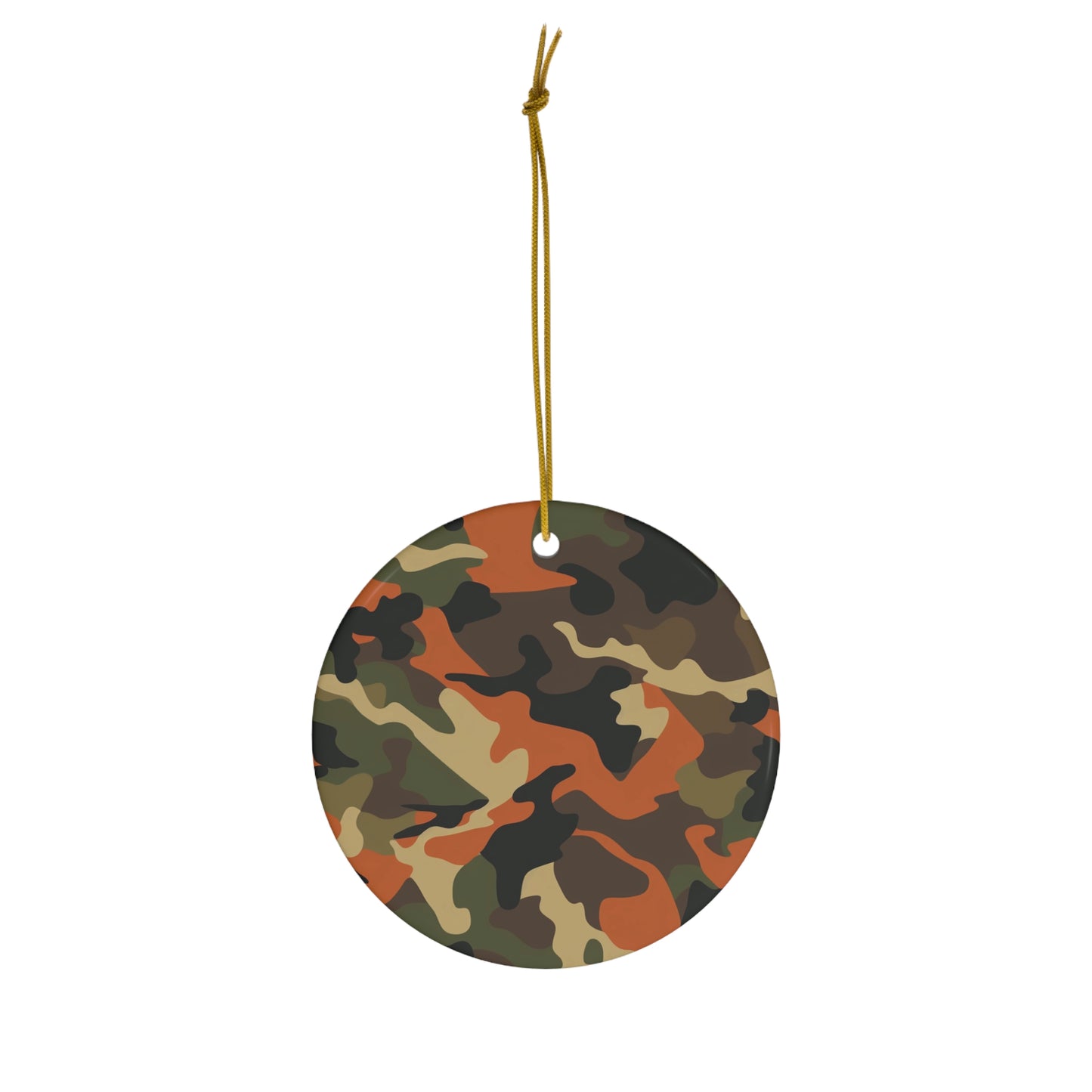 Orange Camo Ceramic Christmas Ornament