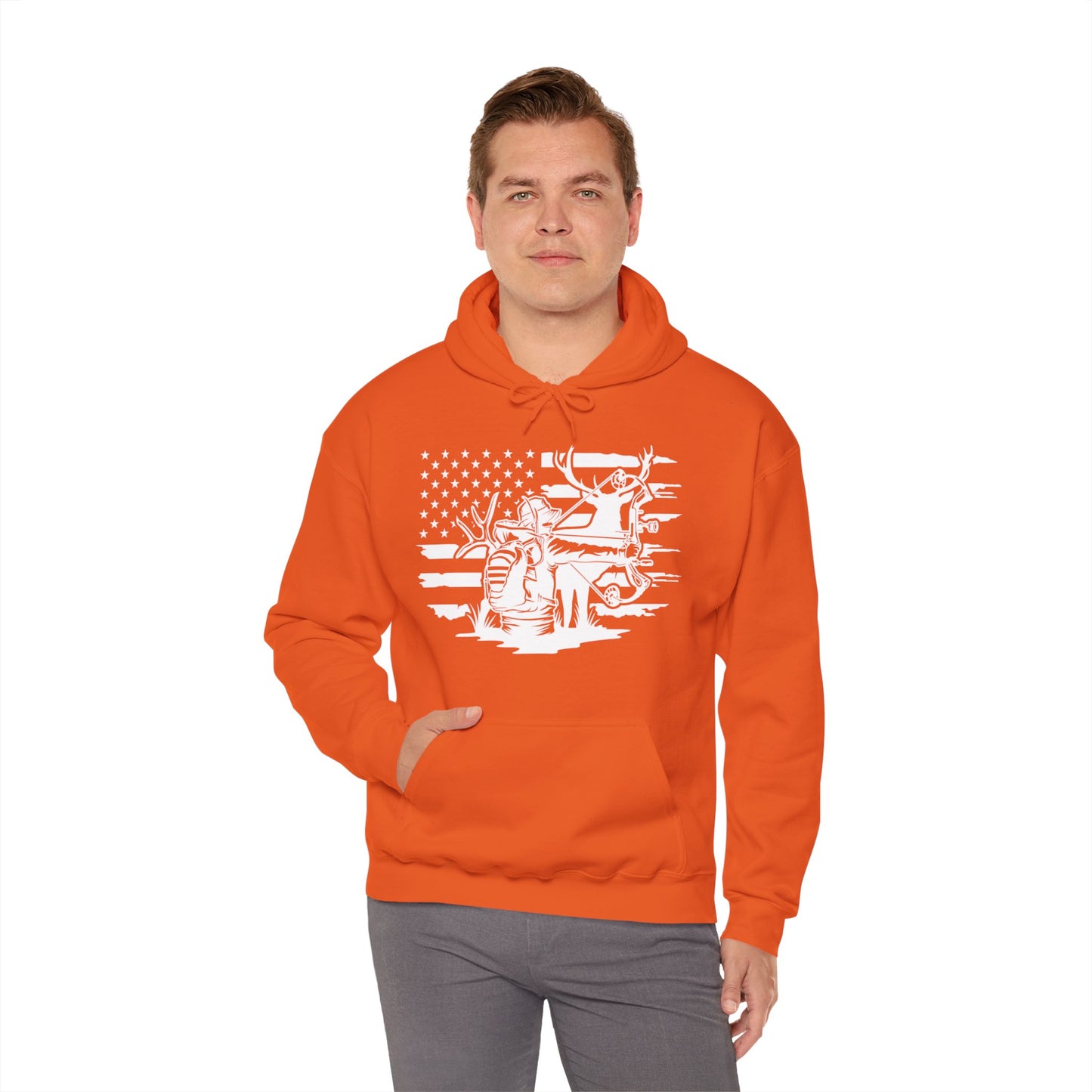 US Deer Bowhunting Flag Hooded Sweatshirt