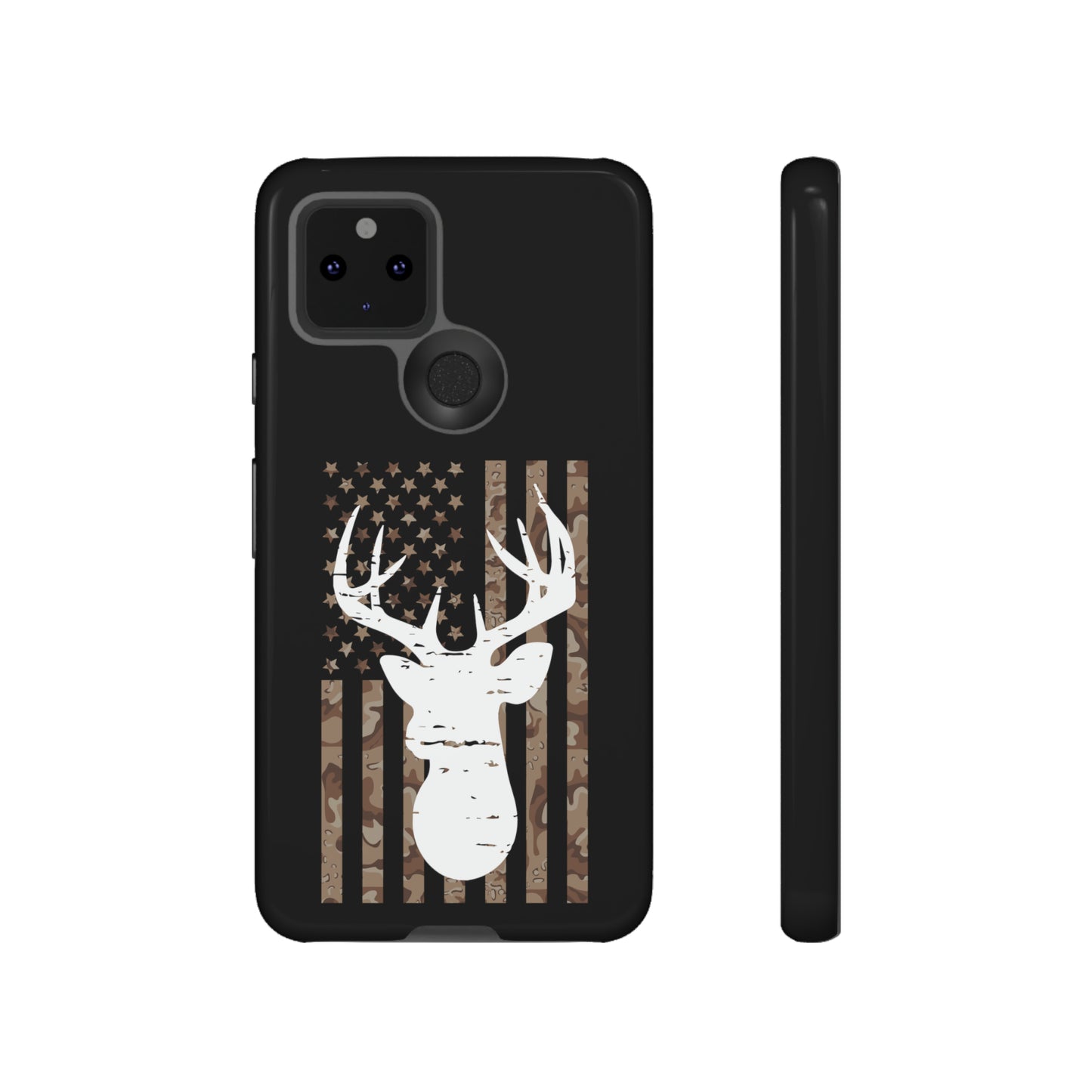 Woodland Camo Deer Head American Flag Phone Case