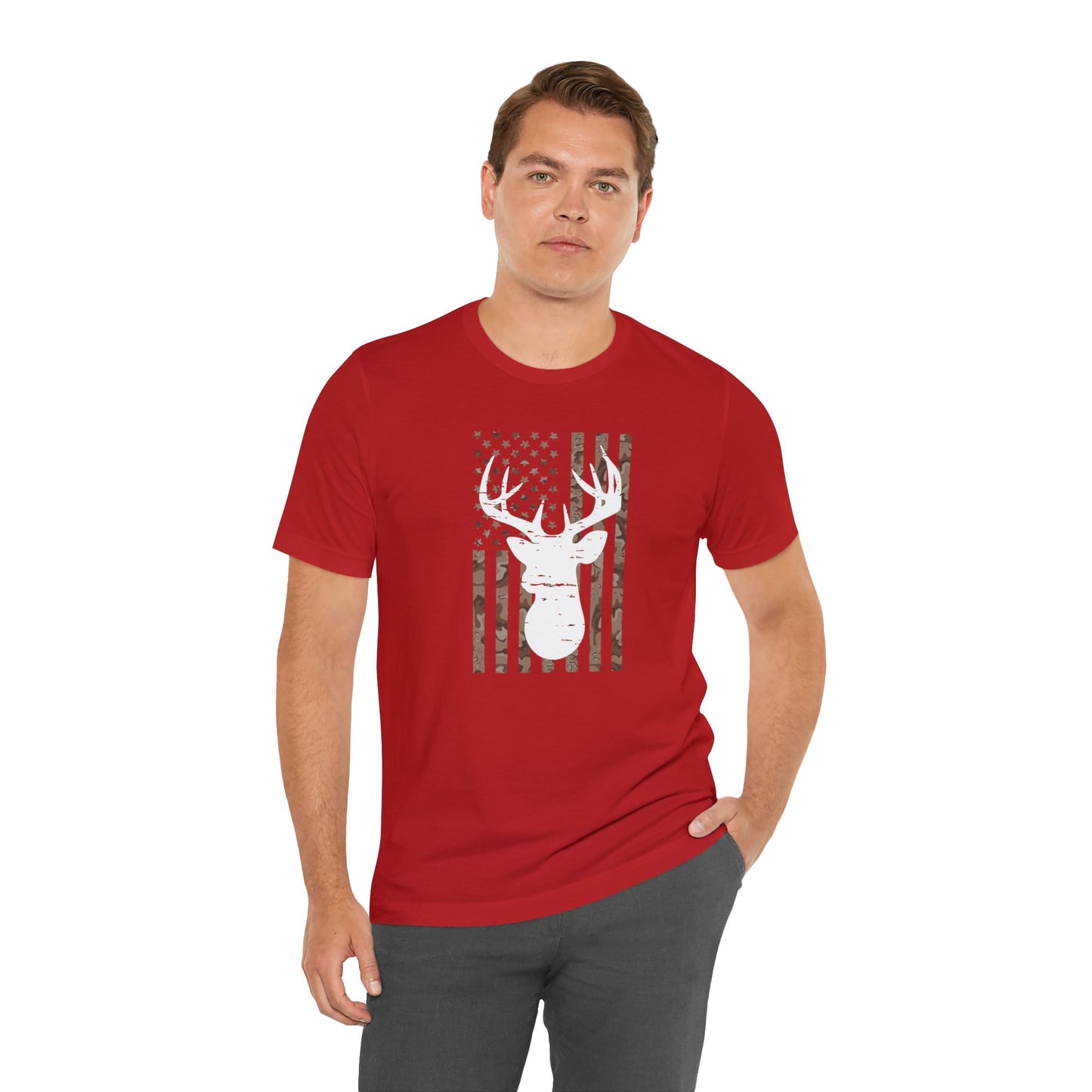 American Flag Brown Camo Deer T-Shirt