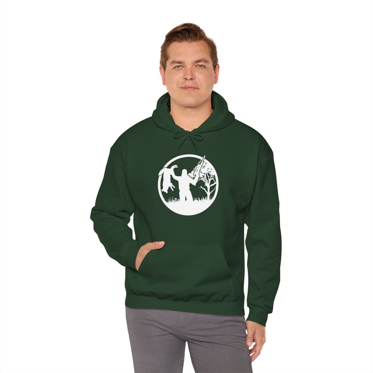 Coyote Hunter Holding Coyote White Circle Hooded Sweatshirt