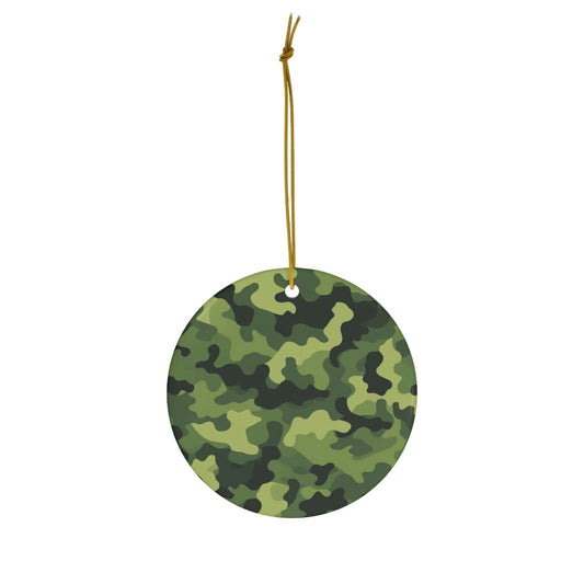 Light Green Camo Ceramic Christmas Ornament