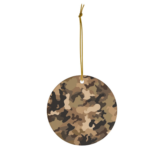 Brown Camo Ceramic Christmas Ornament