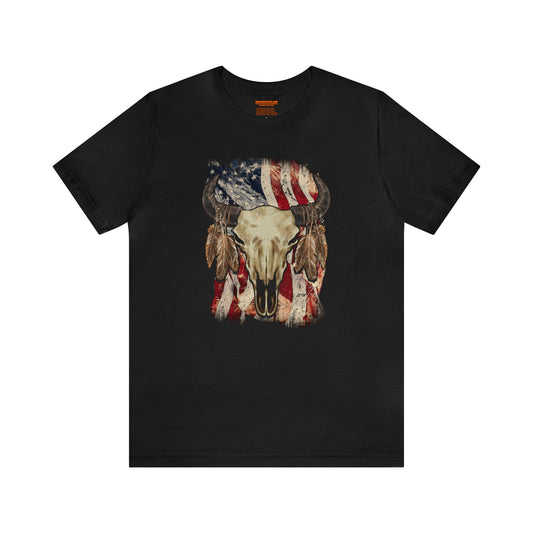 Bison Head American Flag T-Shirt