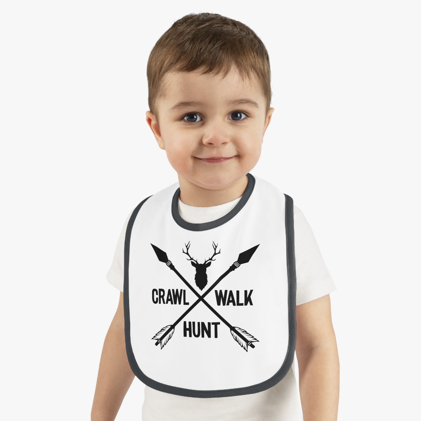 Crawl Walk Hunt Baby Jersey Bib