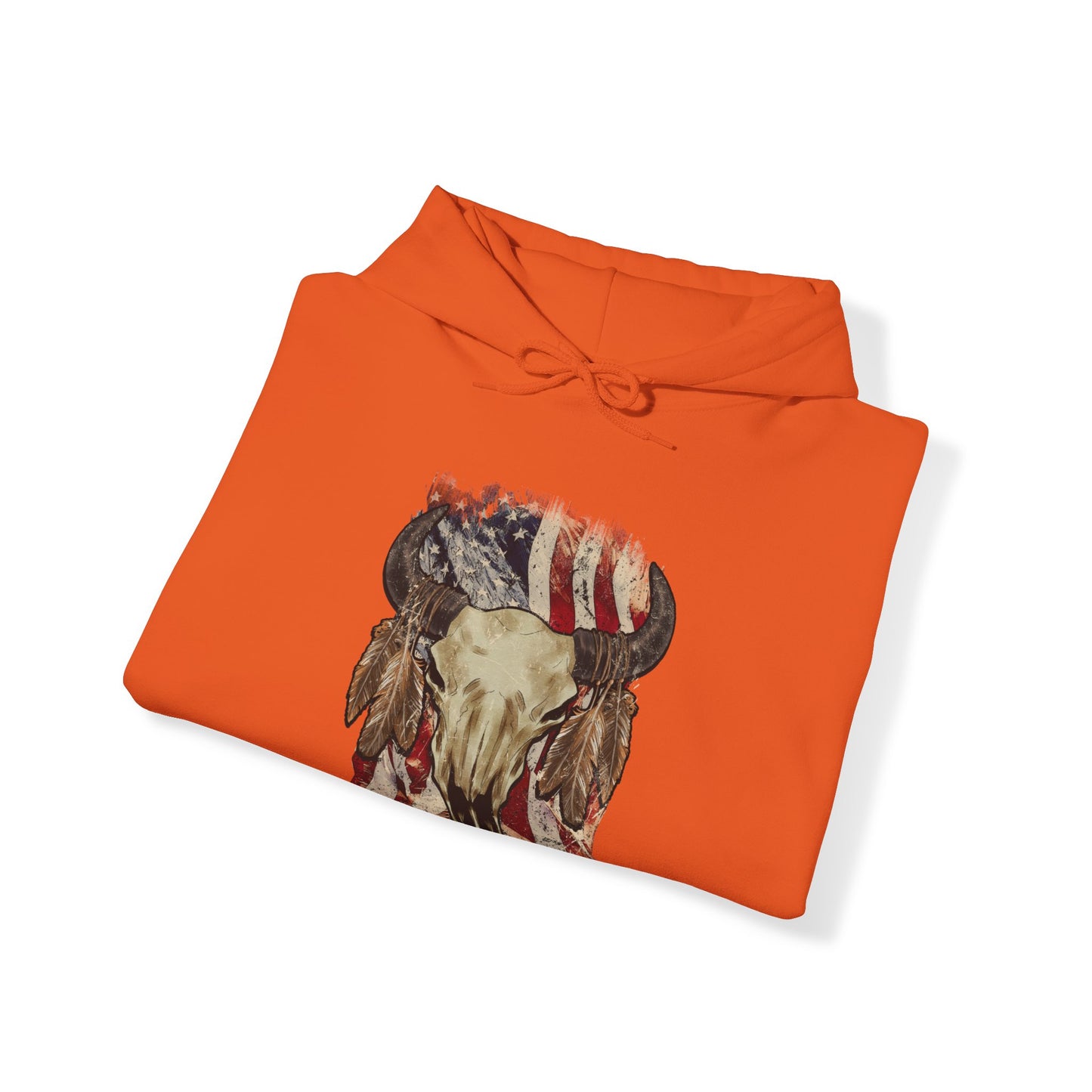 Bison Head American Flag Hooded Sweatshirt