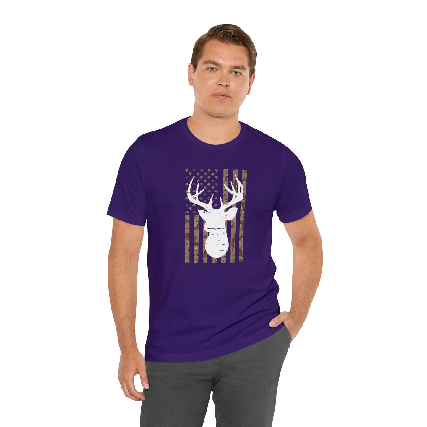 American Flag Brown Camo Deer T-Shirt