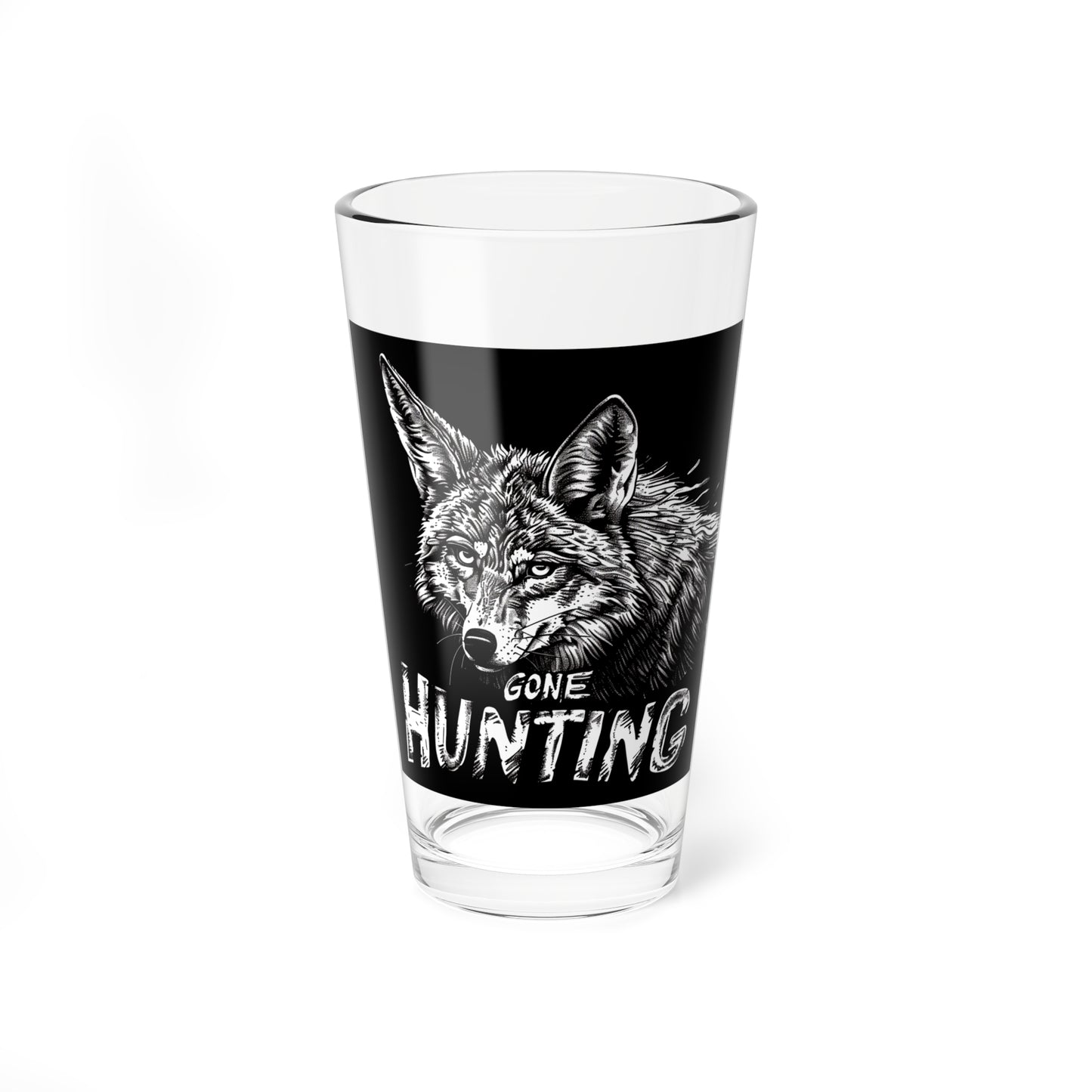 Gone Coyote Hunting Pint Glass