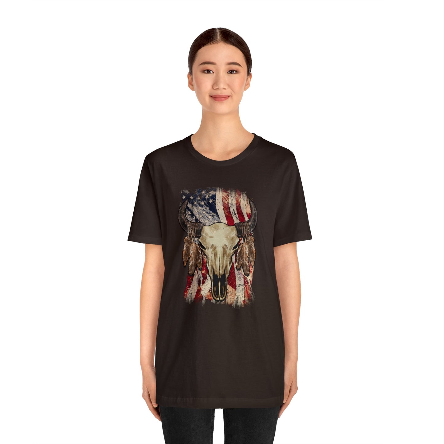 Bison Head American Flag T-Shirt