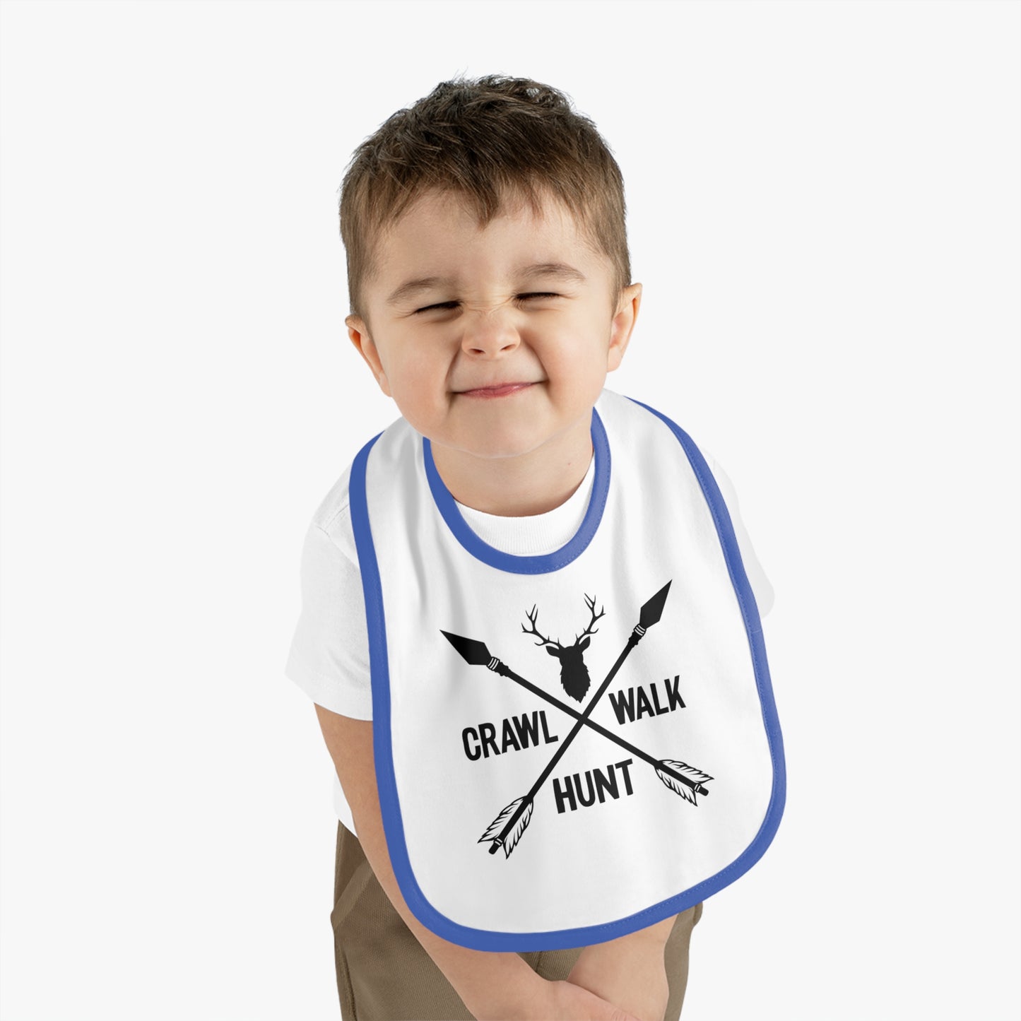 Crawl Walk Hunt Baby Jersey Bib