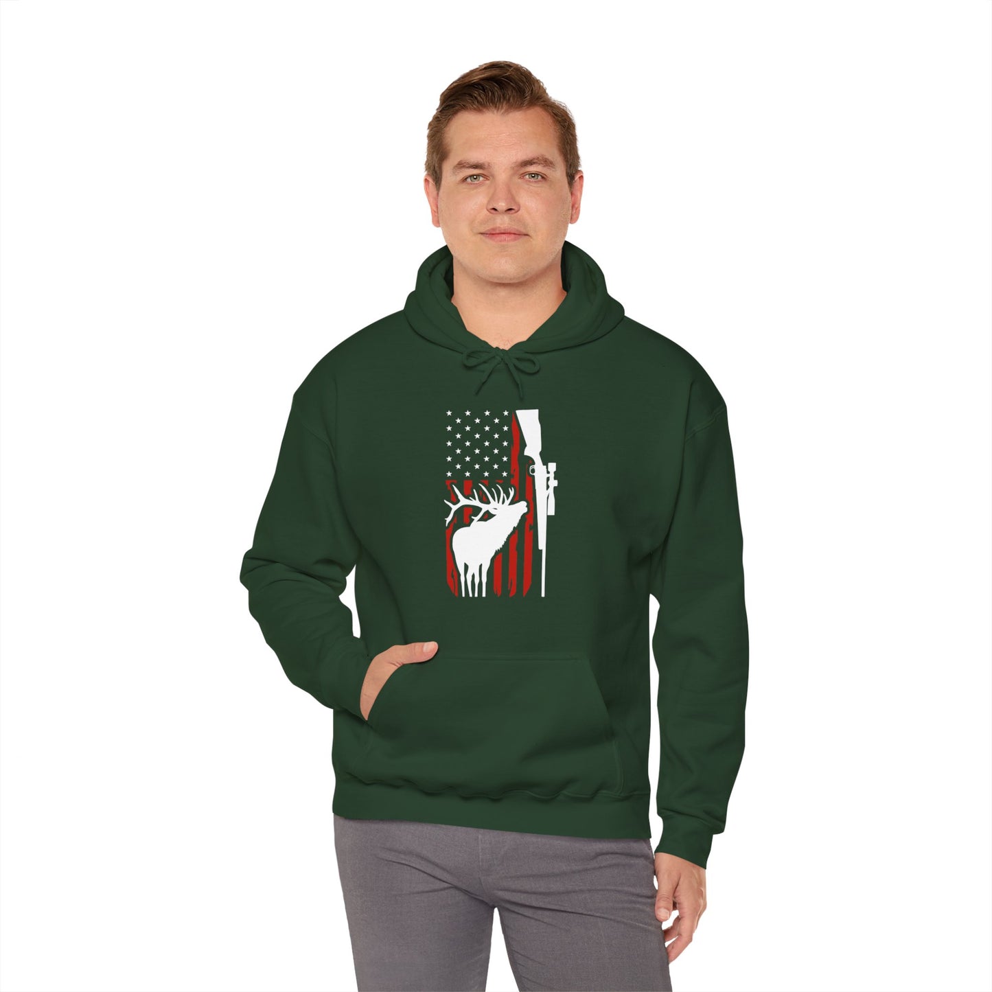 Elk American Flag Hooded Sweatshirt