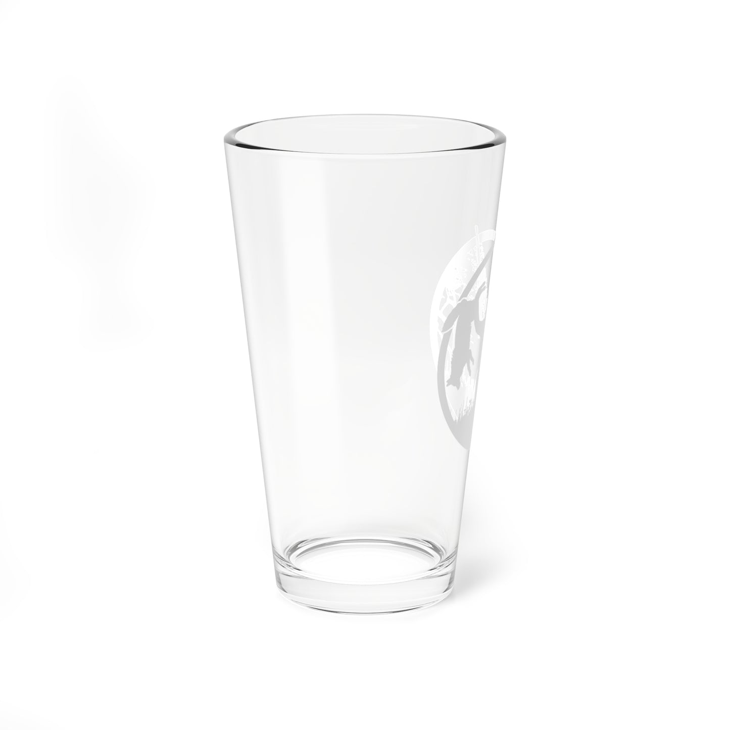 Coyote Hunter Holding Coyote White Circle Pint Glass