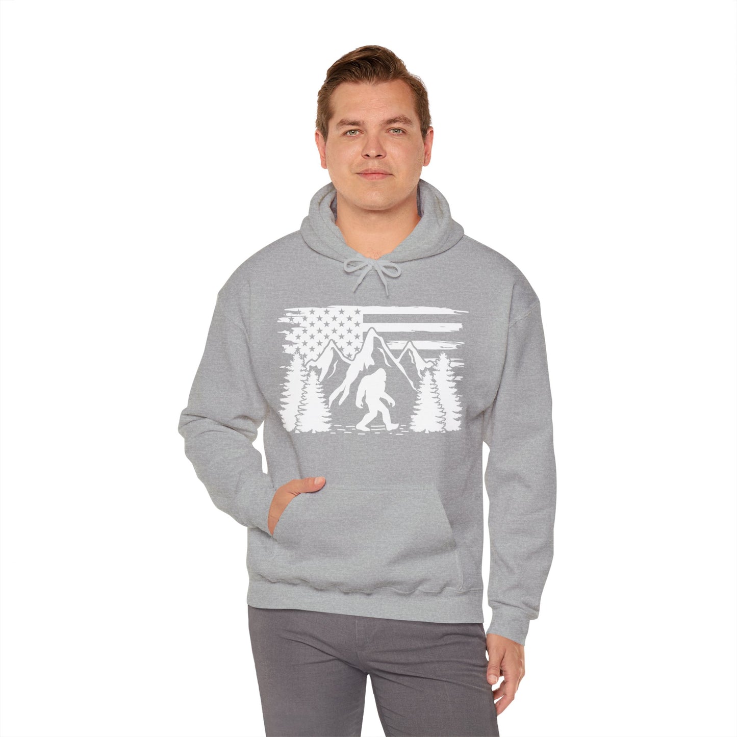 Bigfoot Mountain Scene Hooded Sweatshirt