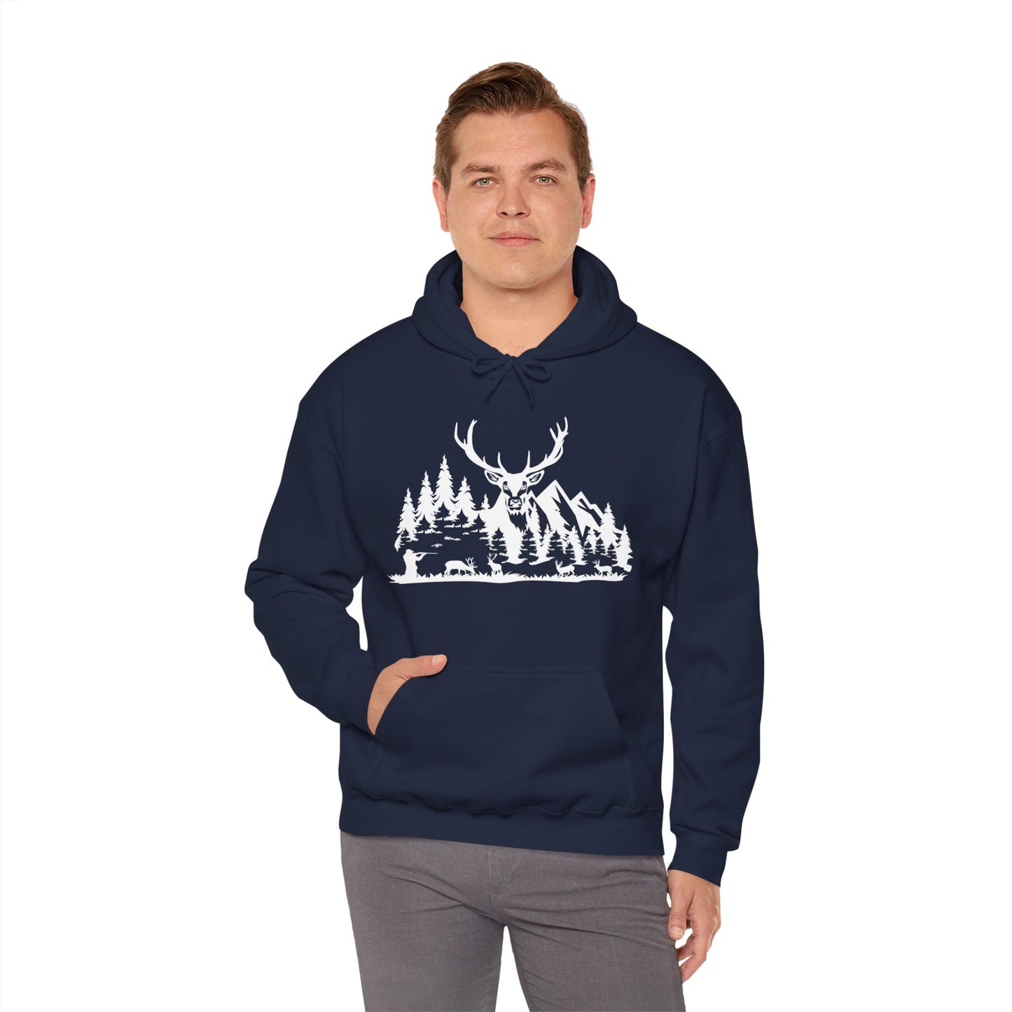 Deer Hunting Scene Hooded Sweatshirt