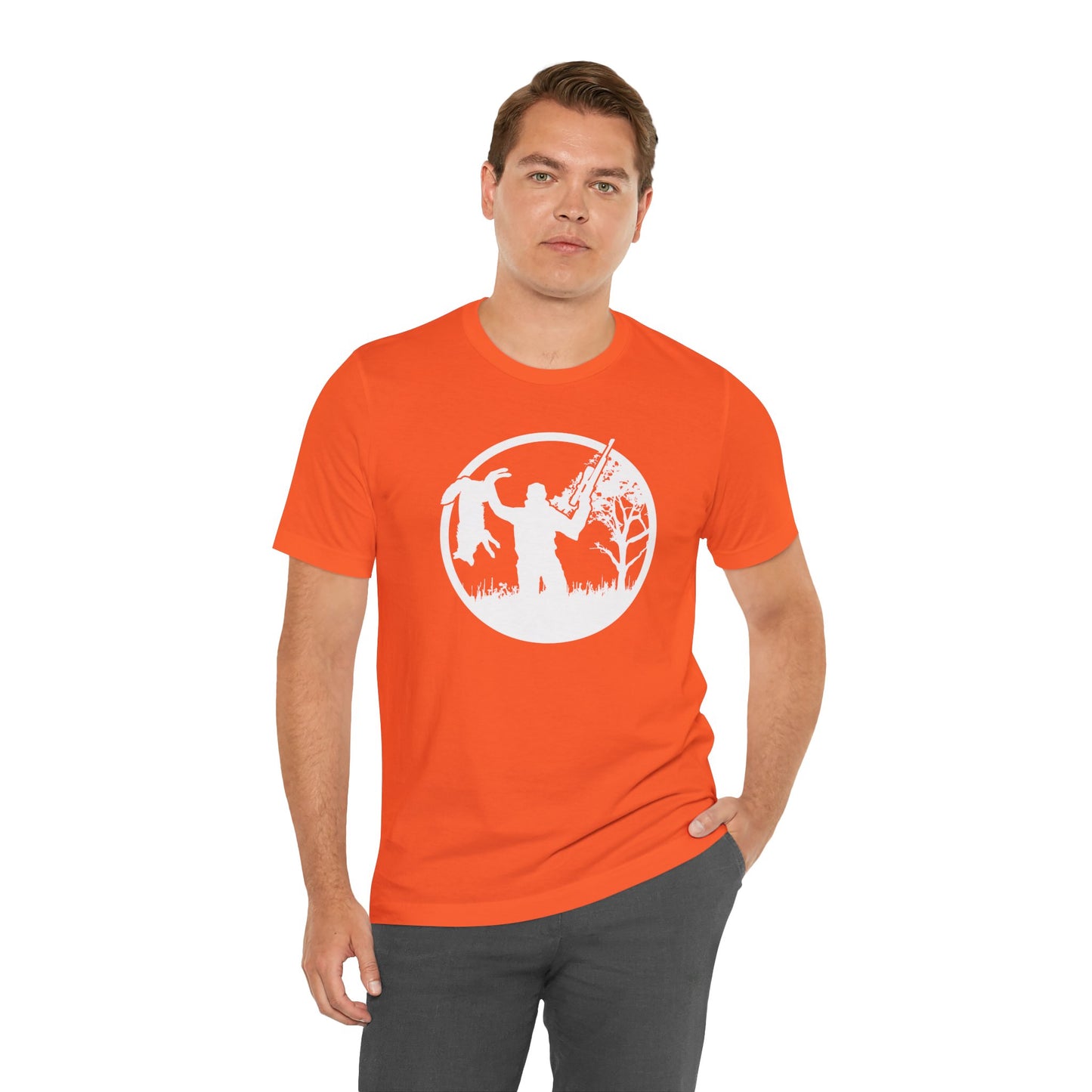 Coyote Hunter Holding Coyote White Circle T-Shirt