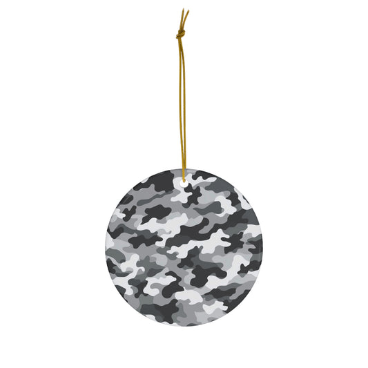 White Camo Ceramic Christmas Ornament