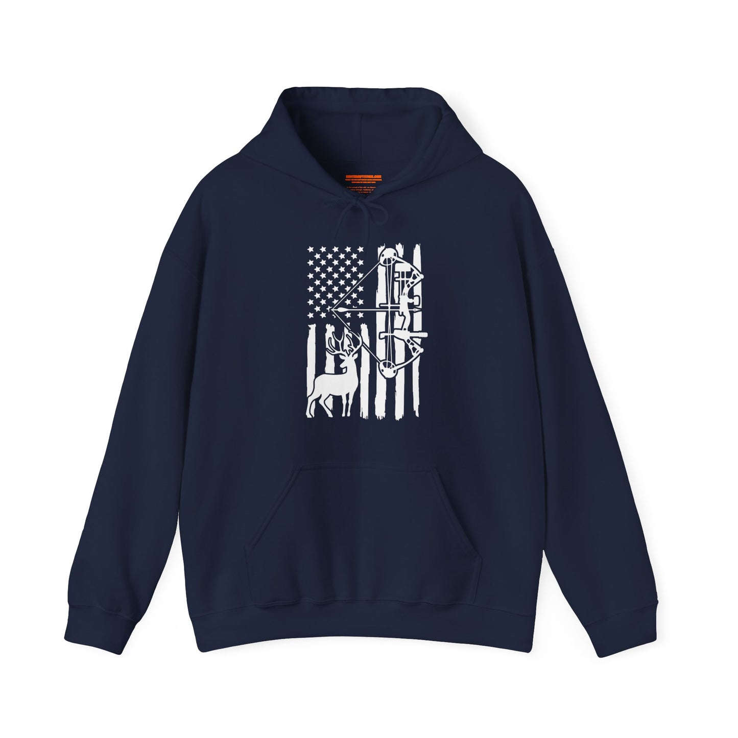 US Flag With Deer and Bow Hooded Sweatshirt