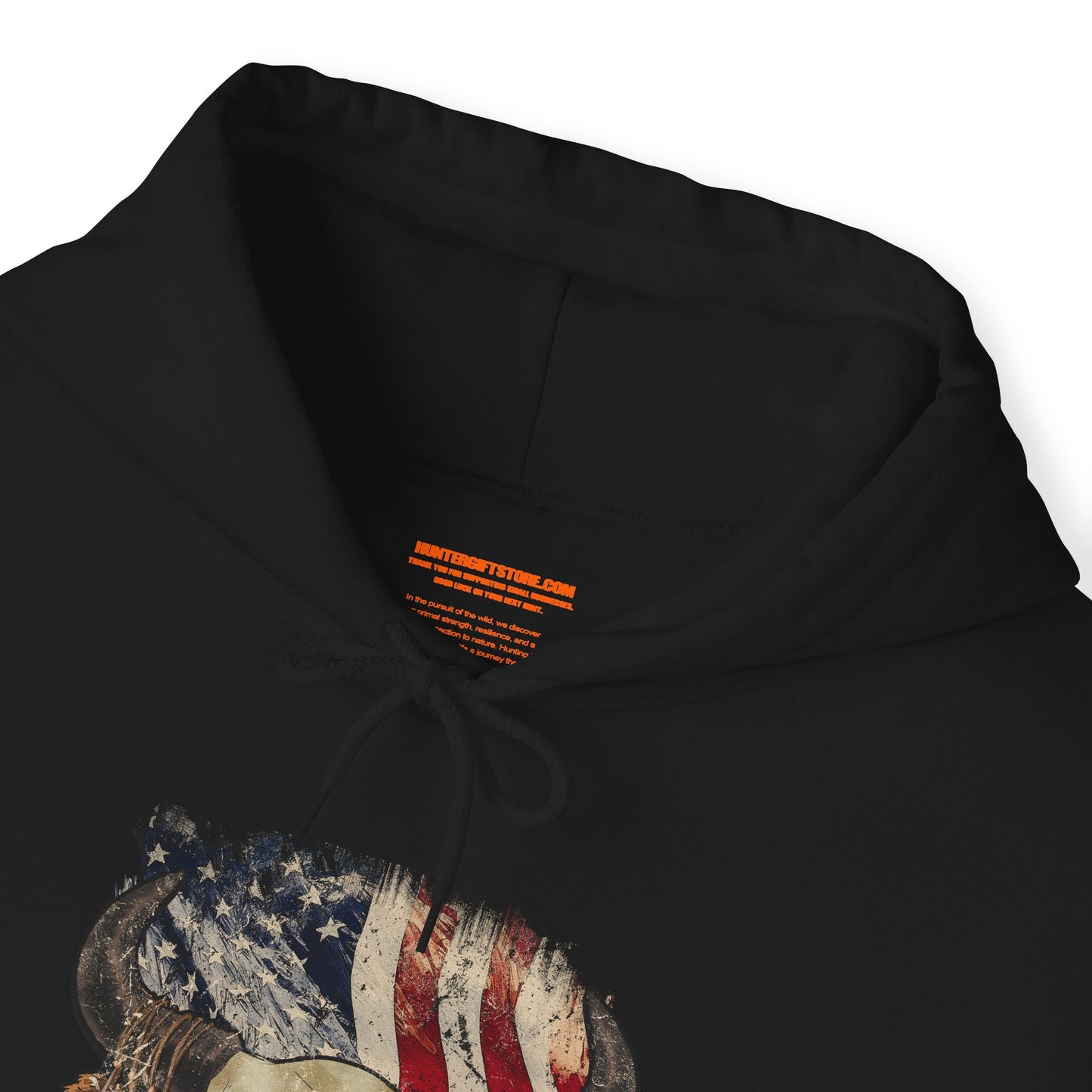 Bison Head American Flag Hooded Sweatshirt