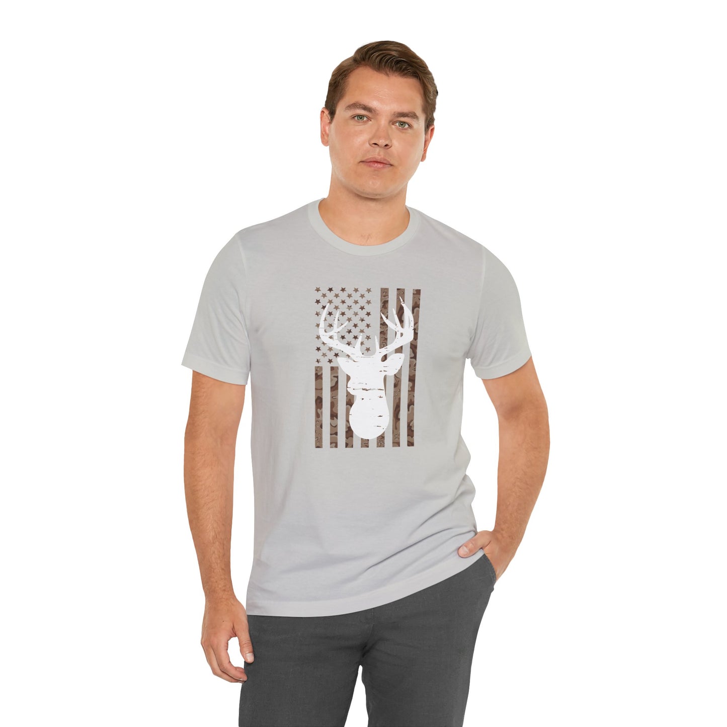 American Flag Brown Camo Deer T-Shirt