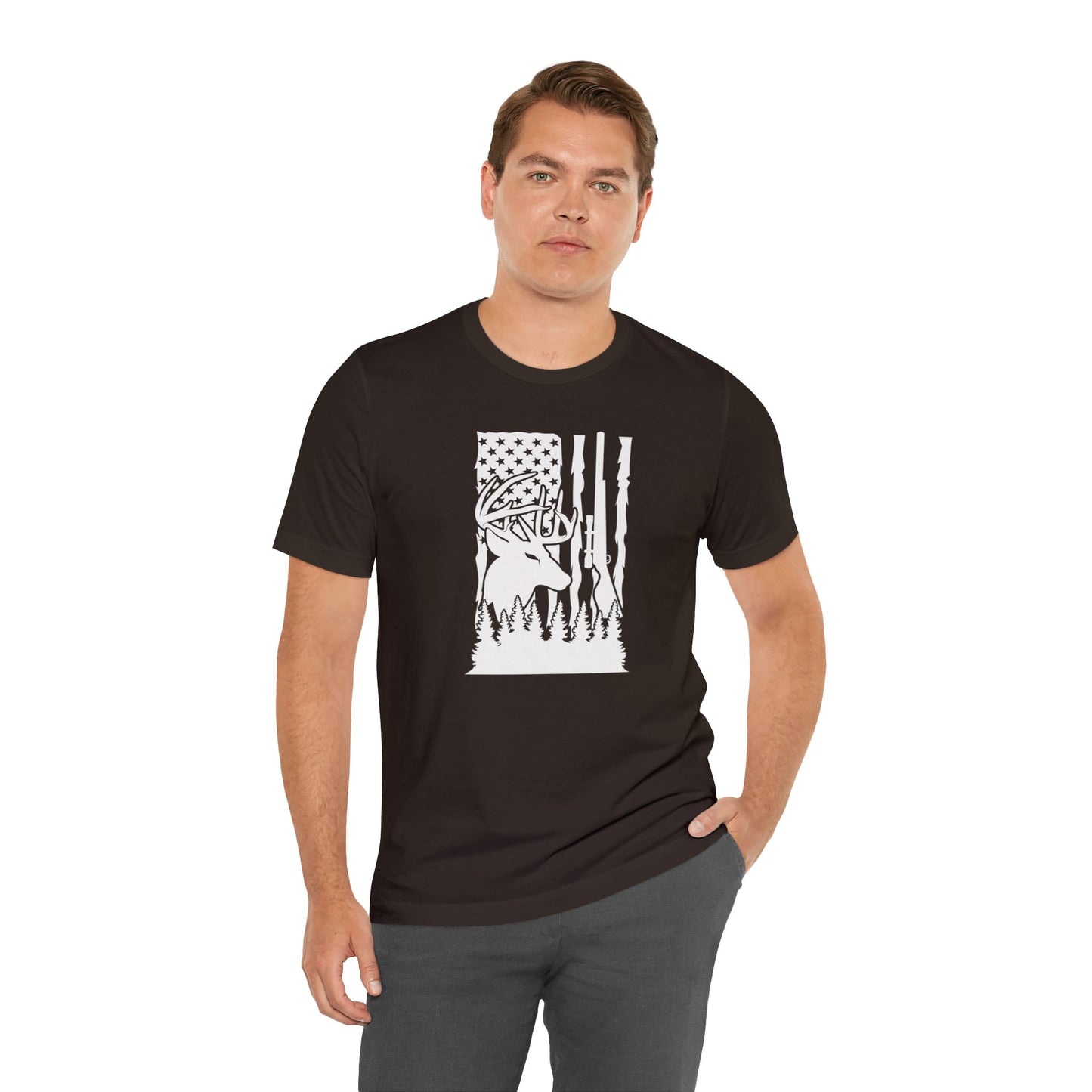 Deer Gun American Flag T-Shirt