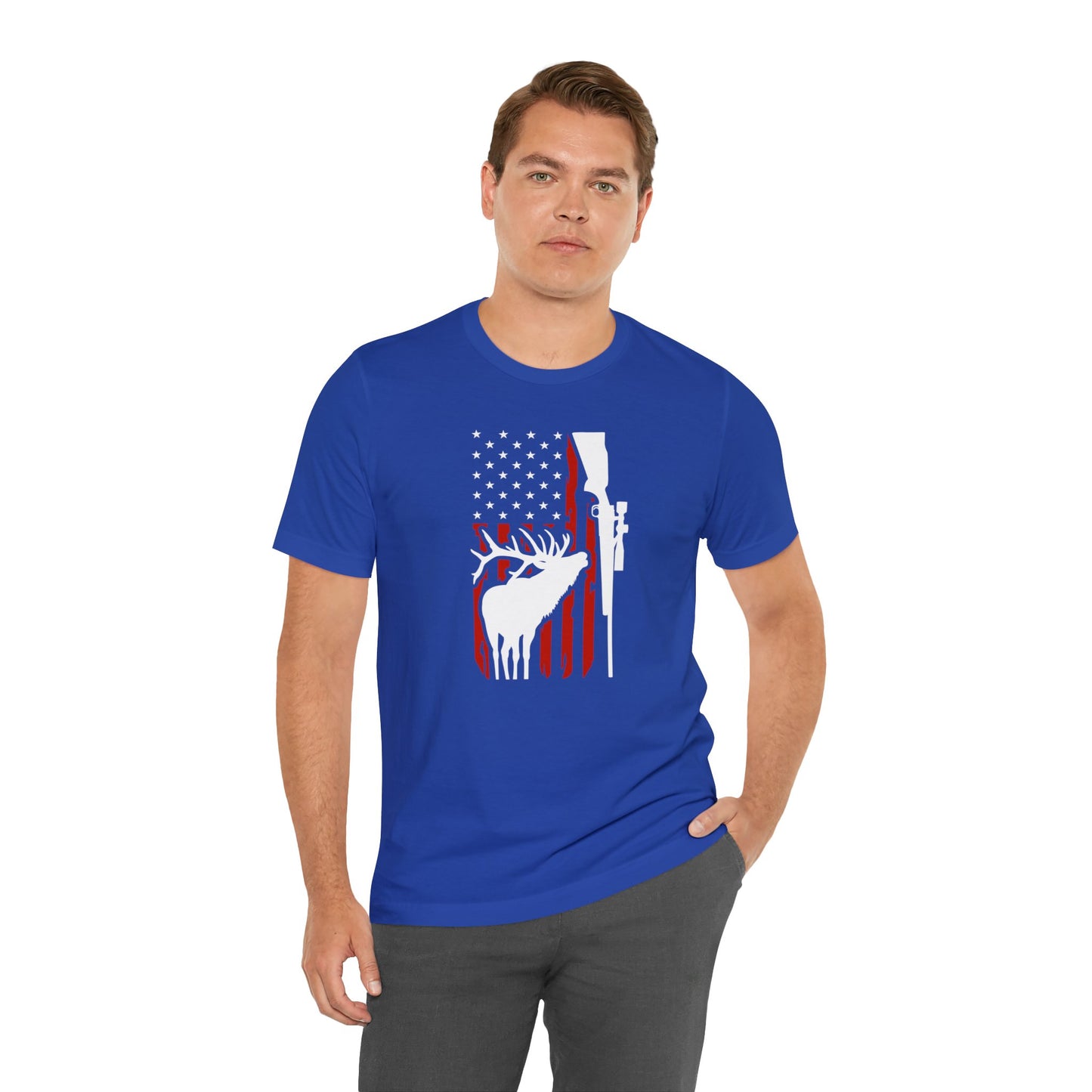 Elk American Flag Gun T-Shirt