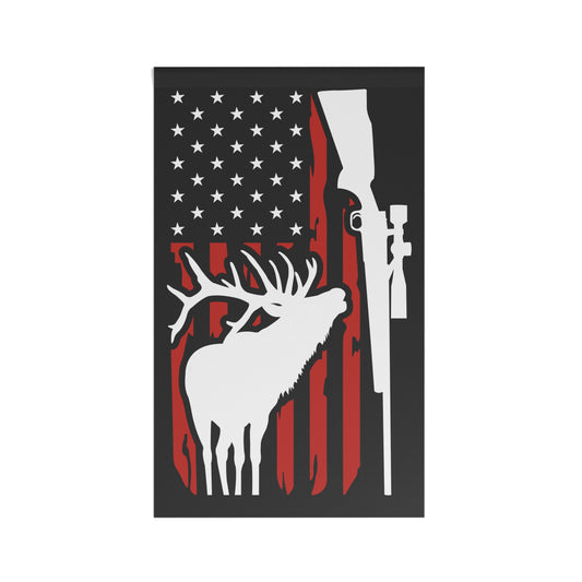 Elk Hunting American Flag