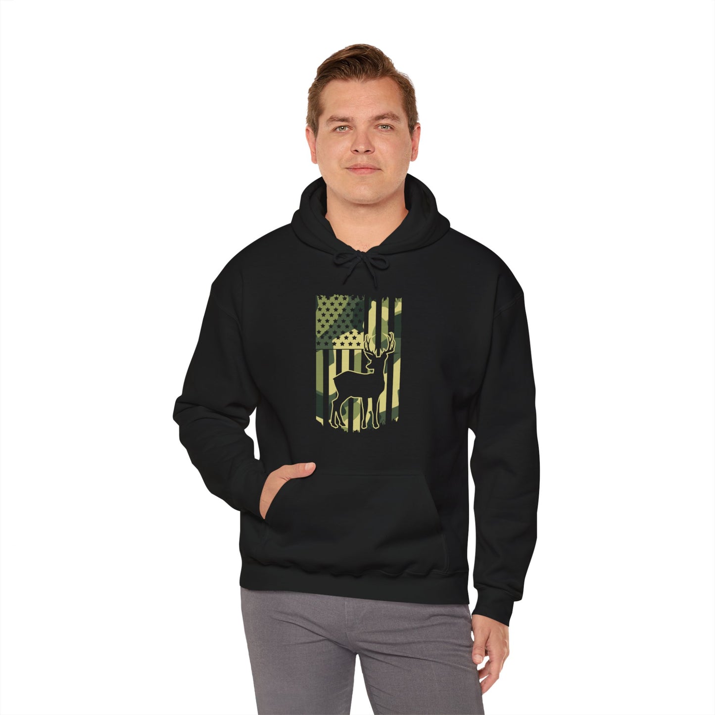 Deer Camo Flag Hooded Sweatshirt