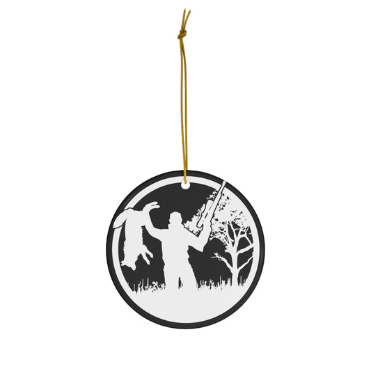 Coyote Hunter Ceramic Christmas Ornament