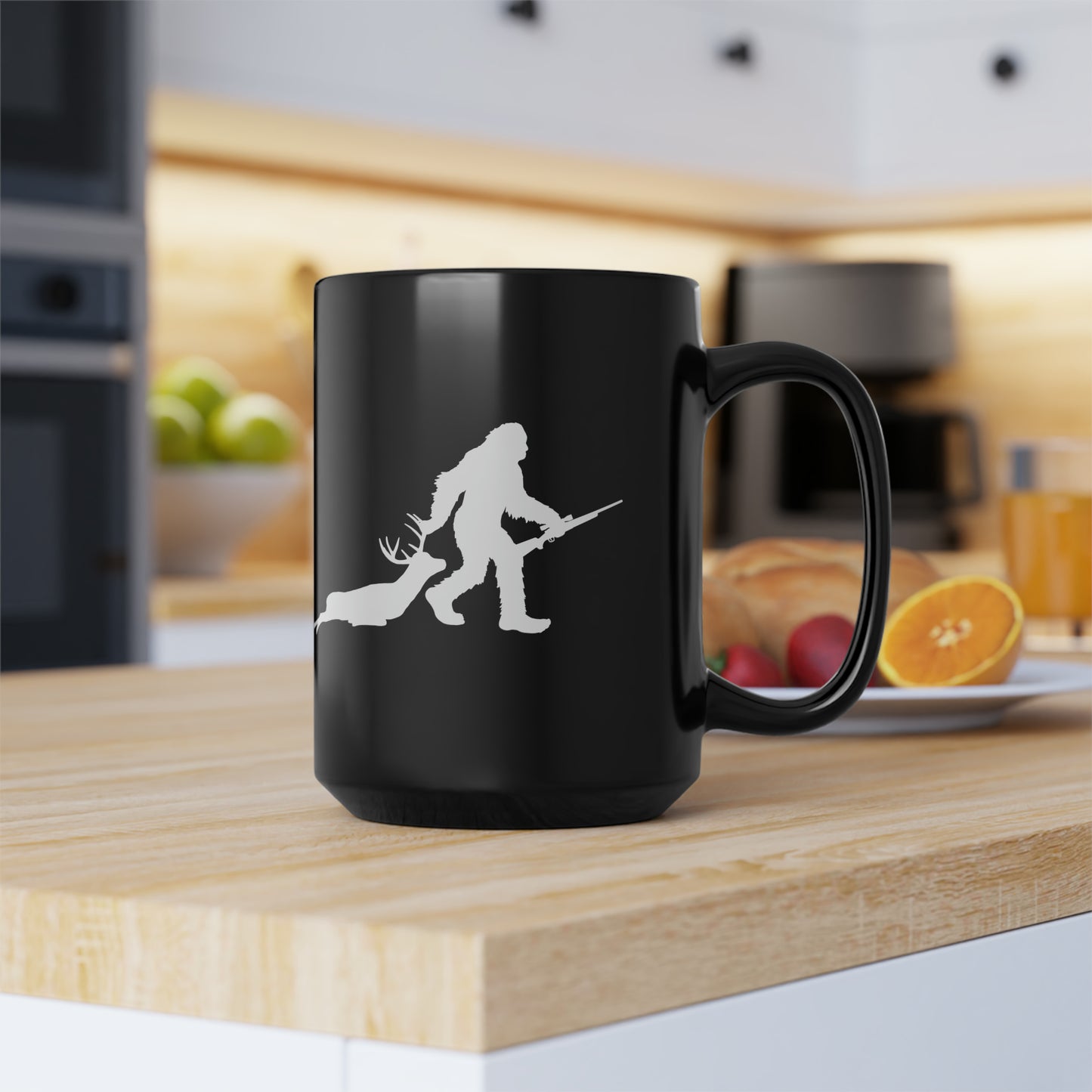 Bigfoot Dragging Deer Mug, 15oz