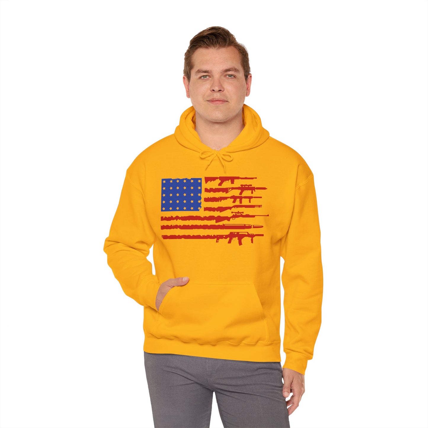 USA Gun Flag Hooded Sweatshirt