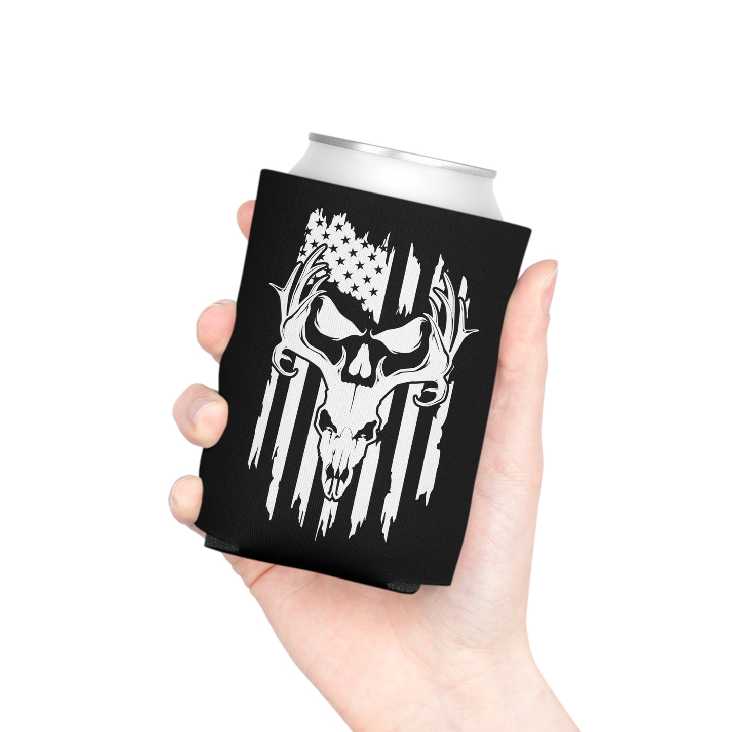 Deer Skull American Flag Can Cooler