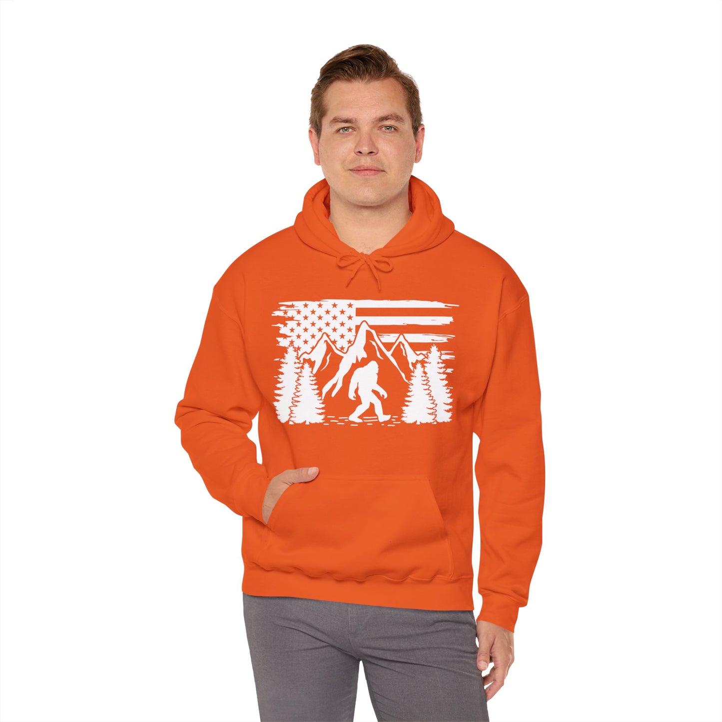 Bigfoot Mountain Scene Hooded Sweatshirt