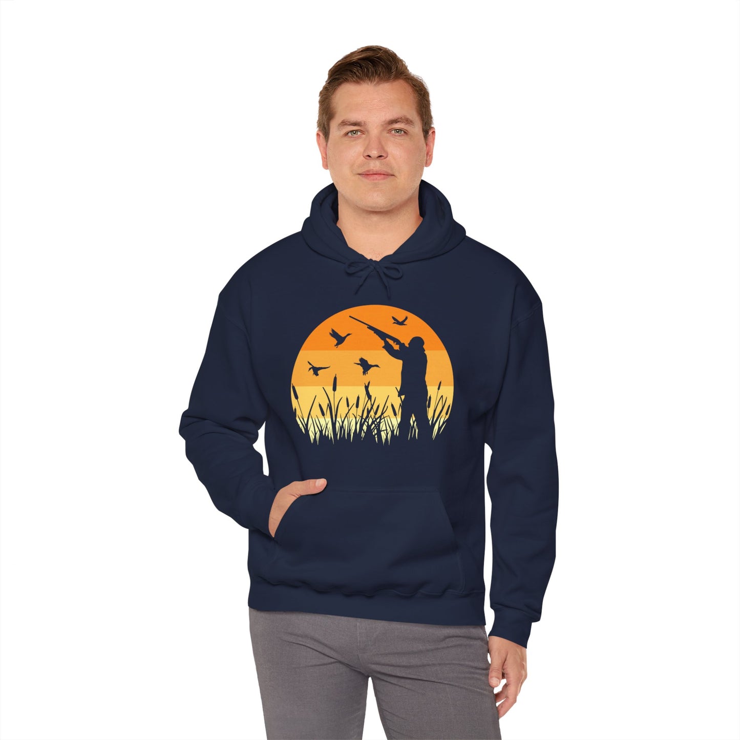 Duck Hunting Sunset Scene Hooded Sweatshirt