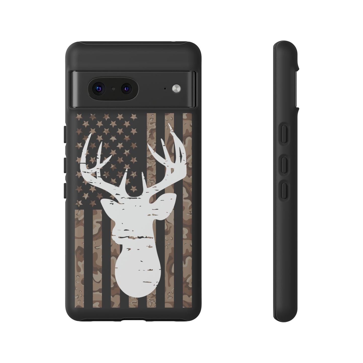 Woodland Camo Deer Head American Flag Phone Case