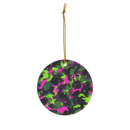 Neon Camo Ceramic Christmas Ornament