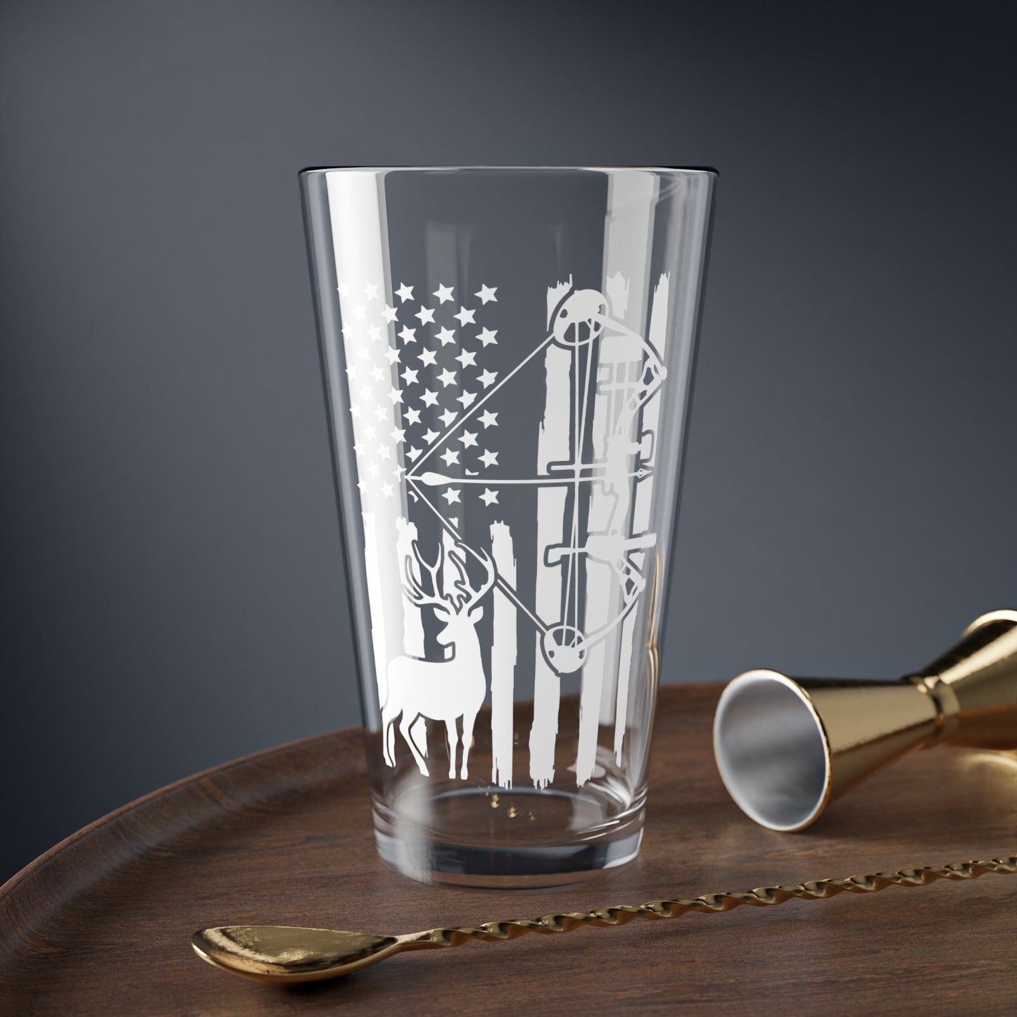 American Flag Bow Deer Hunting Pint Glass