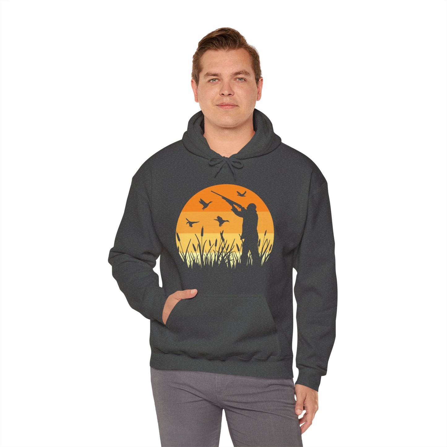 Duck Hunting Sunset Scene Hooded Sweatshirt