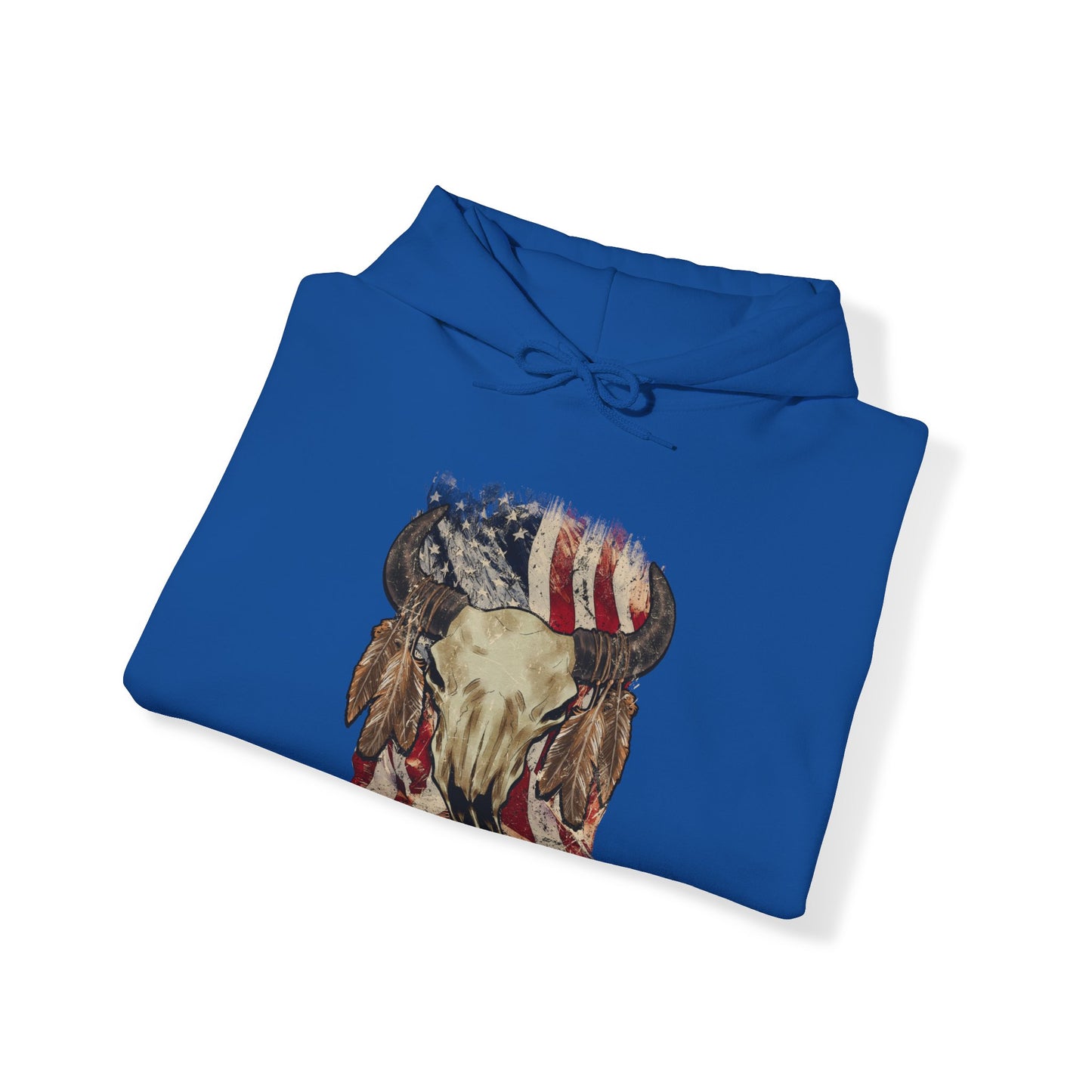 Bison Head American Flag Hooded Sweatshirt