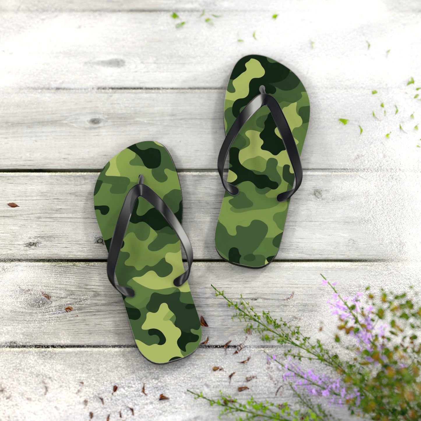 Light Green Camo Flip Flops