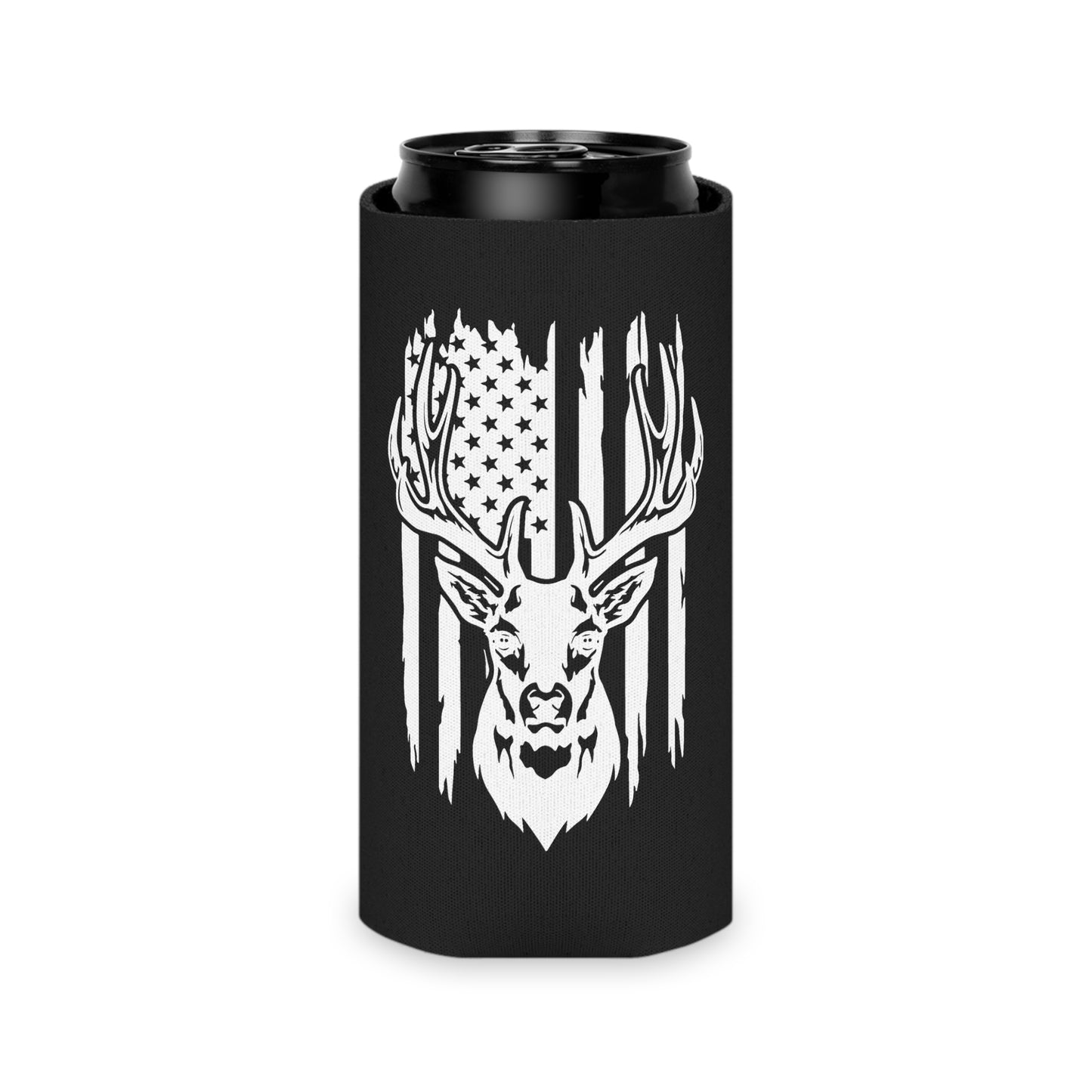 Deer Head American Flag Can Cooler