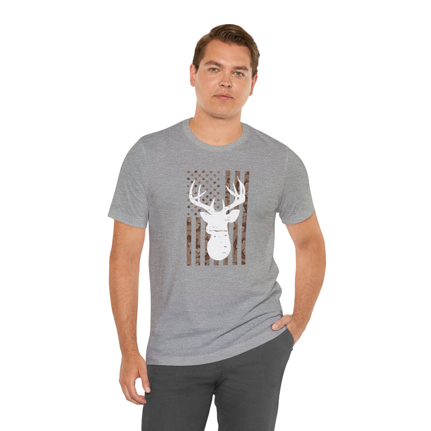 American Flag Brown Camo Deer T-Shirt