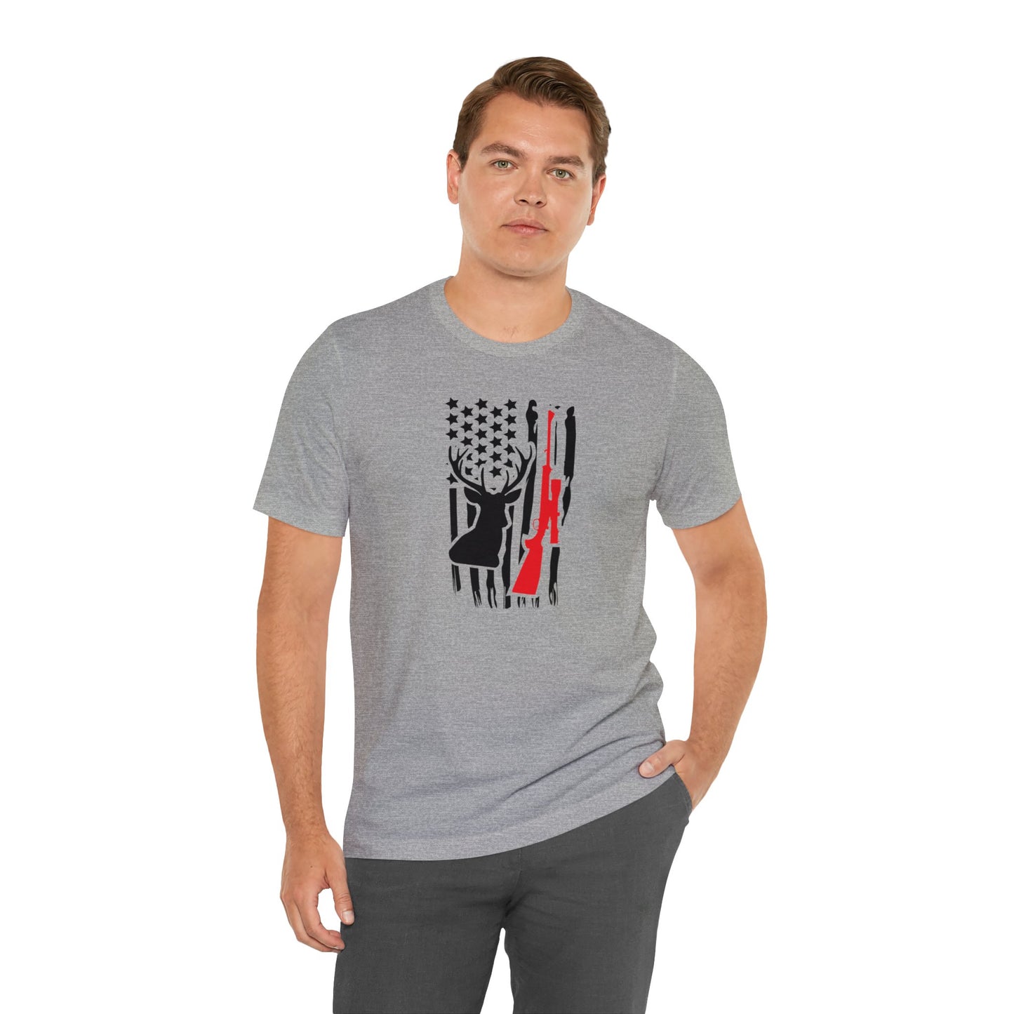 Deer Gun American Flag T-Shirt