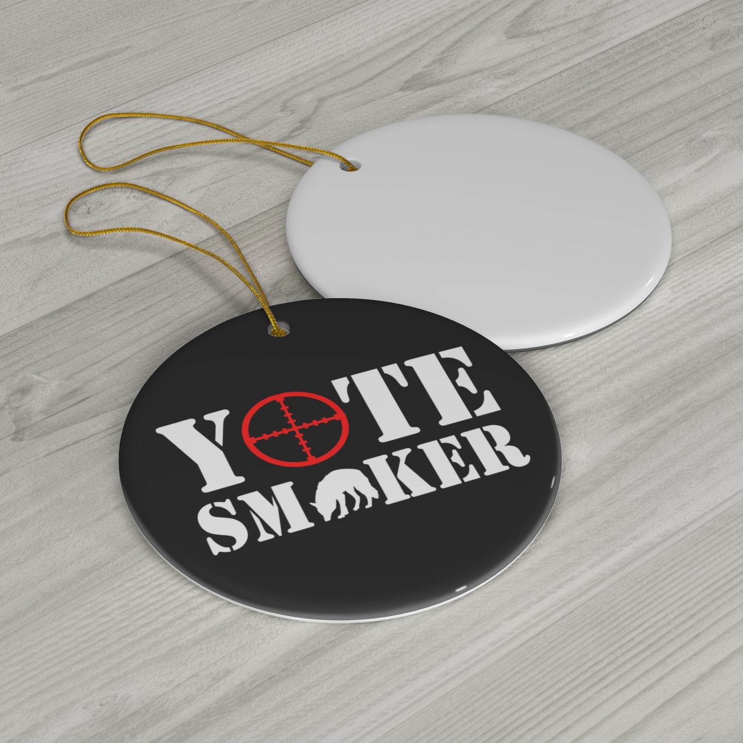 Yote Smoker Ceramic Christmas Ornament