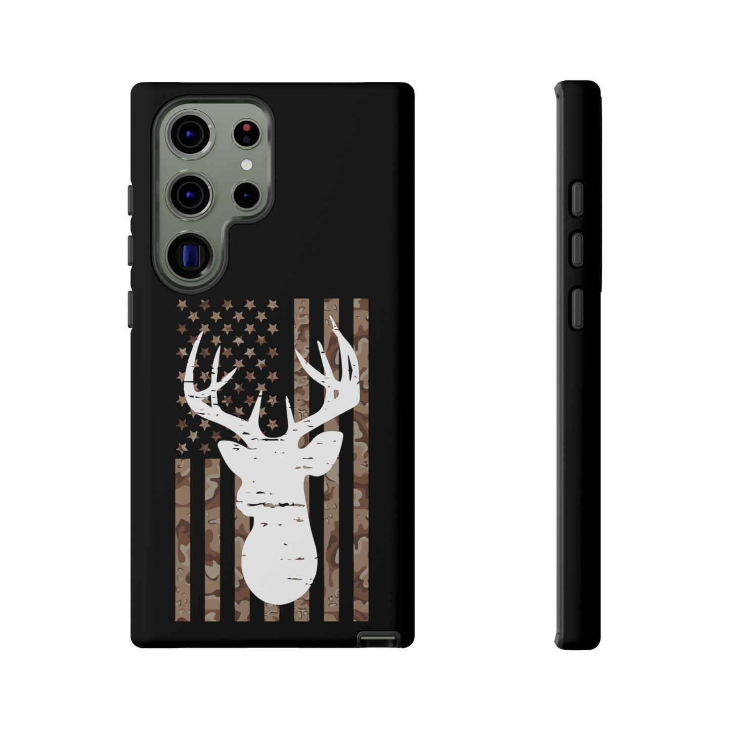 Woodland Camo Deer Head American Flag Phone Case