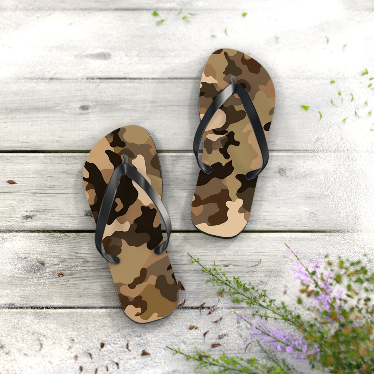 Brown Camo Flip Flops